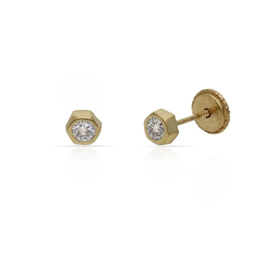 [P206] PENDIENTES ORO 18KL HEXAGONAL