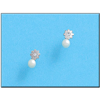 [P210] PENDIENTES ORO BLANCO 18KL MARGARITA