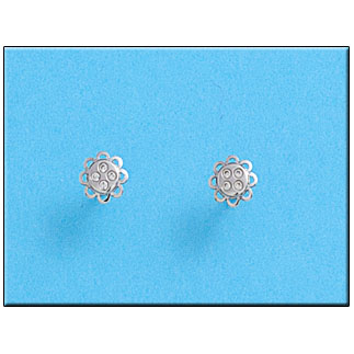 [P213] PENDIENTES ORO BLANCO 18KL FLOR