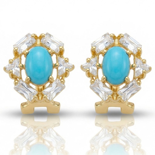 [P2157] PENDIENTES ORO 18KL TURQUESAS SINTETICAS