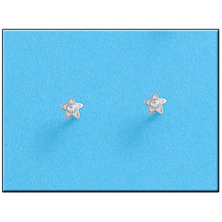 [P216] PENDIENTES ORO BLANCO 18KL ESTRELLAS