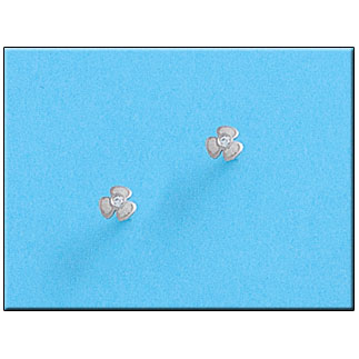 [P218] PENDIENTES ORO BLANCO 18KL TREBOL