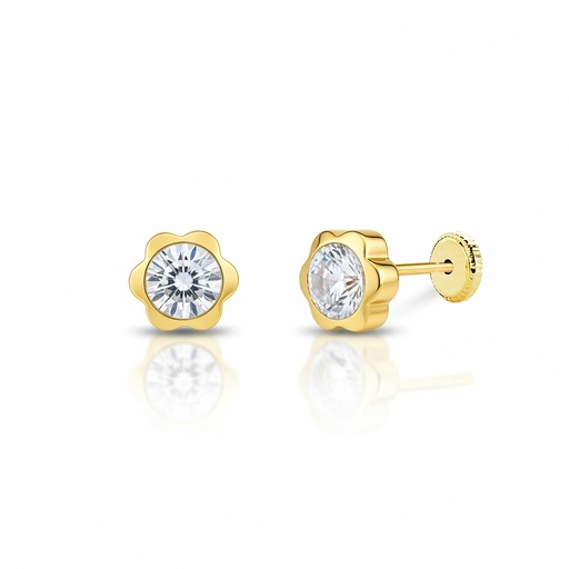 [P229] PENDIENTES ORO 18KL FLOR