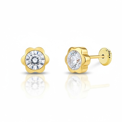 [P230] PENDIENTES ORO 18KL FLOR