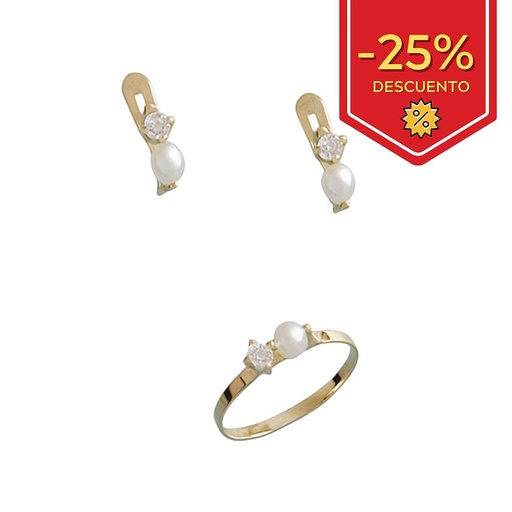 [P249] PENDIENTES BEBE ORO 18KL PERLAS CIRCONITAS