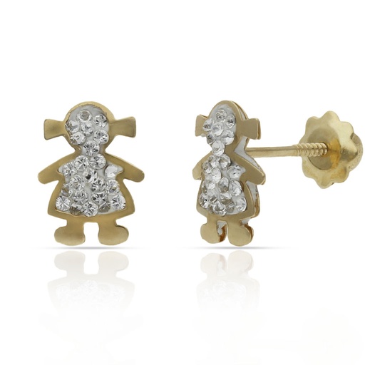 [P260] PENDIENTES ORO 18KL NIÑA GRANDE