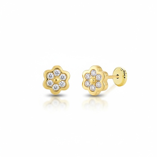 [P262] PENDIENTES ORO 18KL FLOR - 7MM