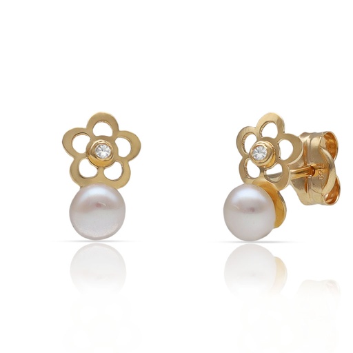 [P282] PENDIENTE ORO 18KL FLOR