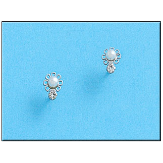 [P295] PENDIENTES ORO BLANCO 18KL PERLAS