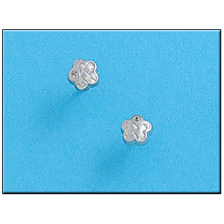 [P301] PENDIENTES ORO BLANCO 18KL FLOR