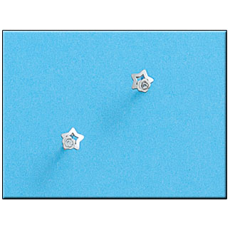 [P310] PENDIENTES ORO BLANCO 18KL ESTRELLA