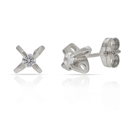 [P336] PENDIENTES ORO BLANCO 18KL CIRCONITAS