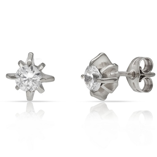 [P337] PENDIENTES ORO BLANCO 18KL CIRCONITAS