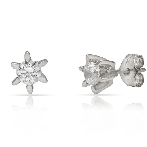 [P340] PENDIENTES ORO BLANCO 18KL CIRCONITA