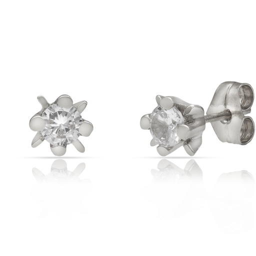 [P345] PENDIENTES ORO BLANCO 18KL CIRCONITAS
