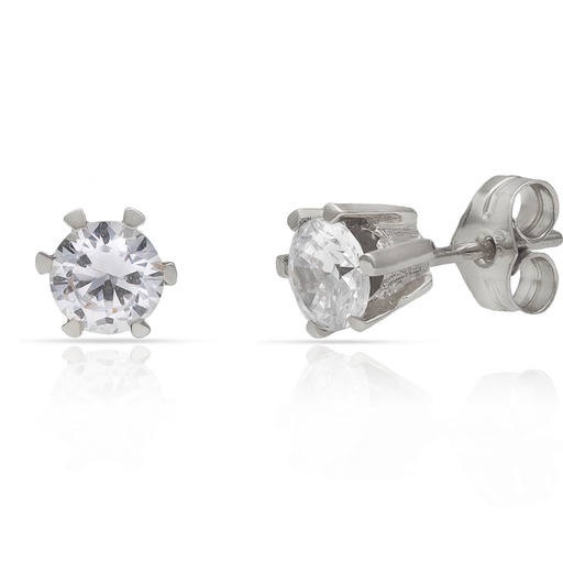 [P346] PENDIENTES ORO BLANCO 18KL CIRCONITAS
