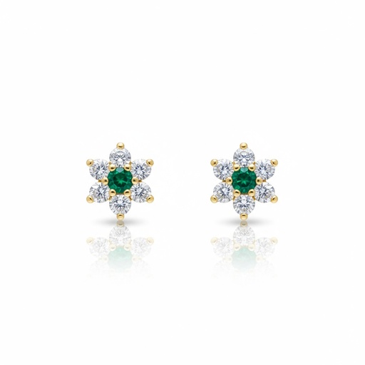 [P348] PENDIENTES ORO 18KL CRISOPAL VERDE