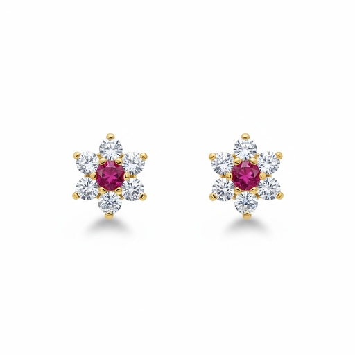 [P349] PENDIENTES ORO DE 18KL CRISOPAL ROJO