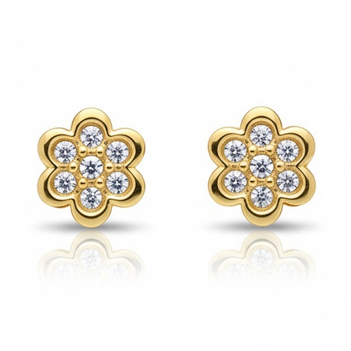 [P351] PENDIENTES ORO 18KL FLOR
