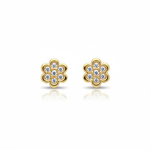 [P354] PENDIENTES ORO 18KL FLOR