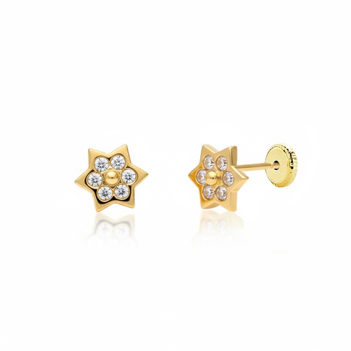 [P356] PENDIENTES ORO 18KL ESTRELLAS