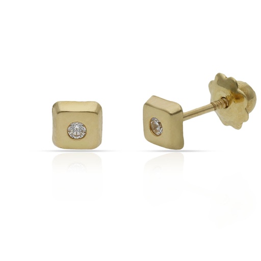 [P369] PENDIENTES ORO 18KL CUADRADOS 4X4