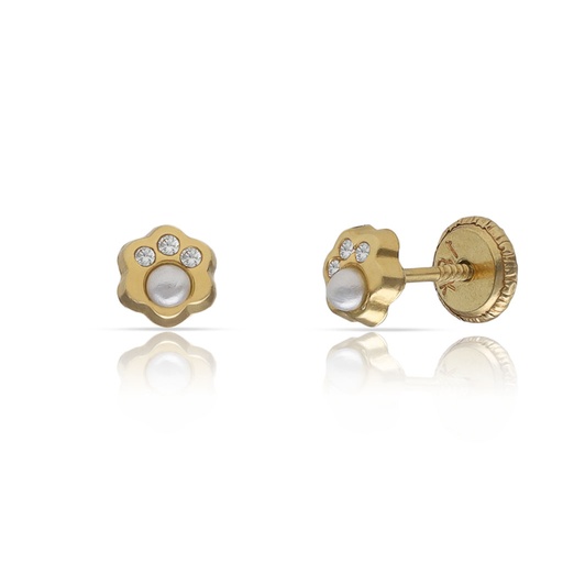 [P384] PENDIENTES ORO 18KL FLOR