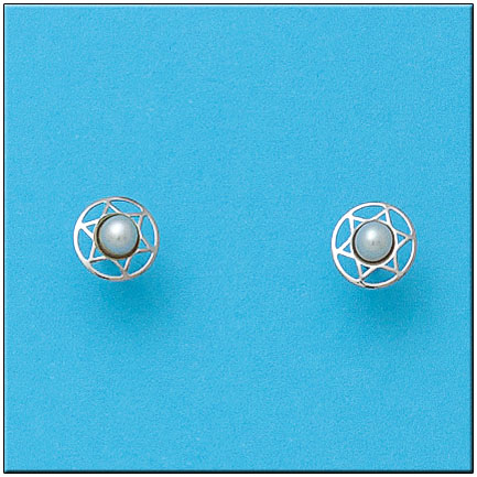 [P398] PENDIENTES ORO BLANCO 18KL ESTRELLAS
