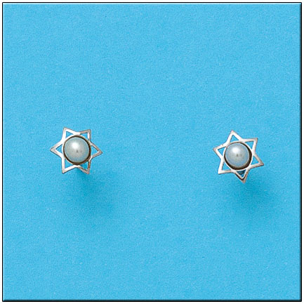 [P399] PENDIENTE ORO BLANCO 18KL ESTRELLAS