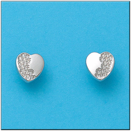 [P405] PENDIENTES ORO BLANCO 18KL CORAZON