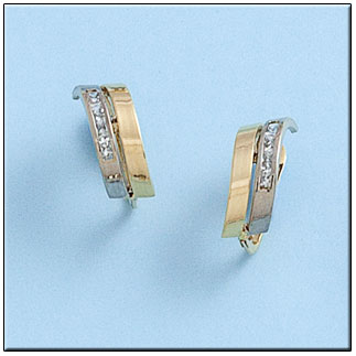 [P417] PENDIENTES ORO 18KL BICOLOR CIRCONITAS