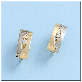 [P418] PENDIENTES ORO 18KL BICOLOR CIRCONITAS