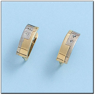 [P425] PENDIENTES ORO 18KL BICOLOR CIRCONITAS