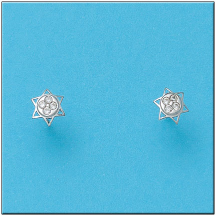 [P479] PENDIENTES ORO BLANCO 18KL ESTRELLAS