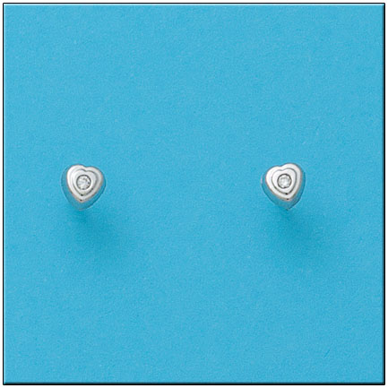 [P492] PENDIENTES ORO BLANCO 18KL CORAZON