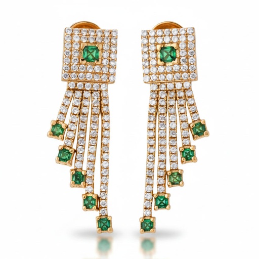 [P4930] PENDIENTES ORO 18KL CRISOPAL Y CIRCONITAS