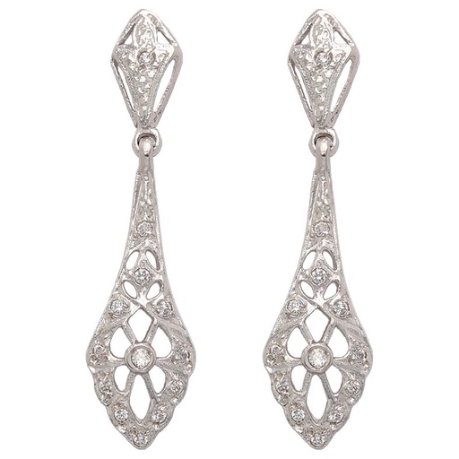 [P5680] PENDIENTES ORO BLANCO 18KL CIRCONITAS