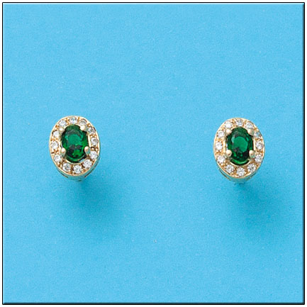 [P575] PENDIENTES ORO 18KL CRISOPAL VERDE
