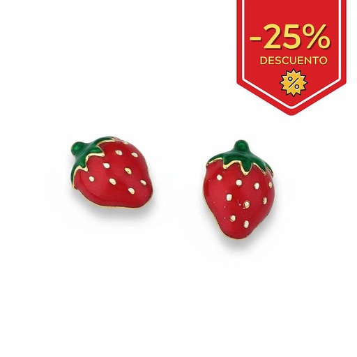 [P5989] PENDIENTES ORO 18KL FRESA - 5x6MM