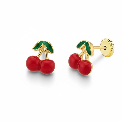 [P5991] PENDIENTES ORO 18KL CEREZAS