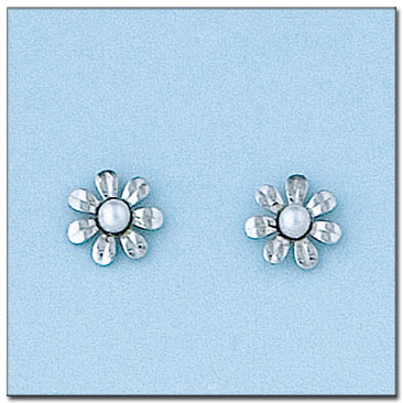 [P6019] PENDIENTES ORO BLANCO 18KL FLOR