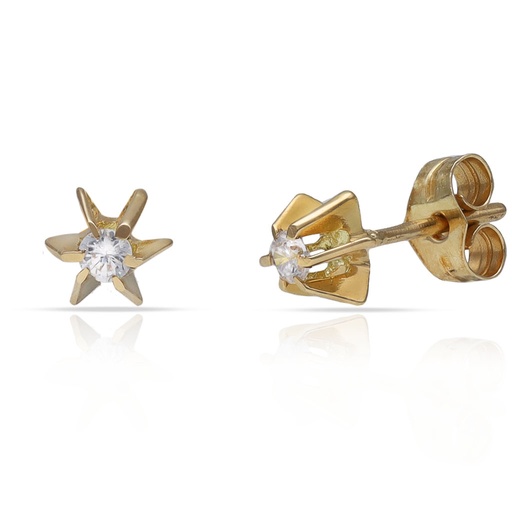 [P609] PENDIENTES ORO 18KL ESTRELLA CIRCONITAS