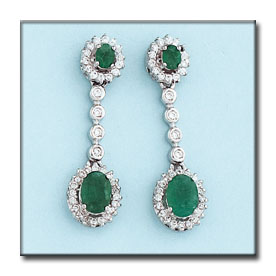[P6261] PENDIENTES ORO BLANCO 18KL ESMERALDAS 