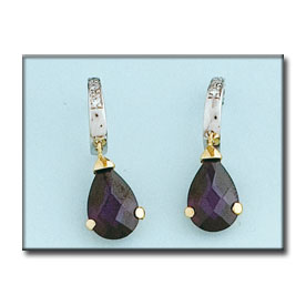 [P6397] PENDIENTES ORO 18KL BICOLOR AMATISTA