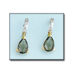 [P6400] PENDIENTES ORO 18KL BICOLOR OLIVINA