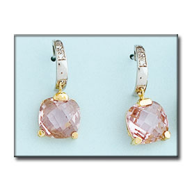 [P6409] PENDIENTES ORO 18KL BICOLOR CIRCONITAS
