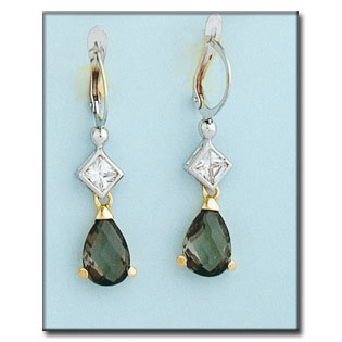 [P6425] PENDIENTES ORO 18KL BICOLOR OLIVINA