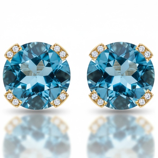 [P6611] PENDIENTES ORO 18KL CIRCONITAS + PIEDRA COLOR