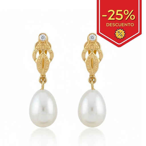 [P662] PENDIENTES ORO DE 18KL PERLAS CULTIVADAS