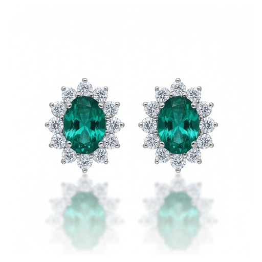 [P6656] PENDIENTES ORO BLANCO 18KL ESMERALDAS